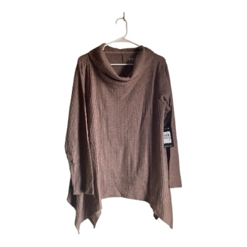 Andrew Marc Size 1X Taupe Cowl Neck Top